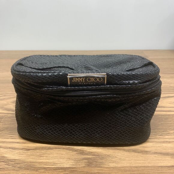 Jimmy Choo Parfums Soft Fabric Black Cosmetic Bag Travel Makeup - Picture 1 of 14